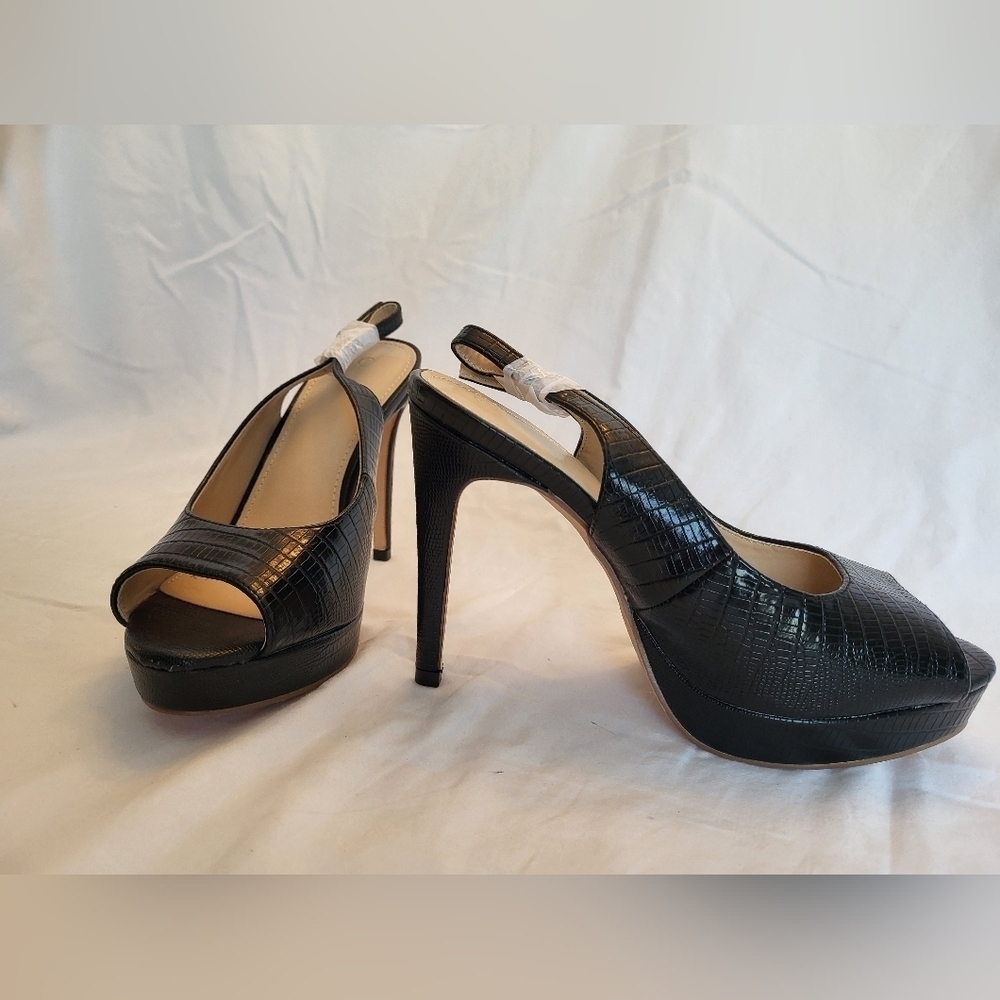 Reoplty Platform High Heels Pumps Open Peep Toe Stilettos Slingback Dress Sandal
